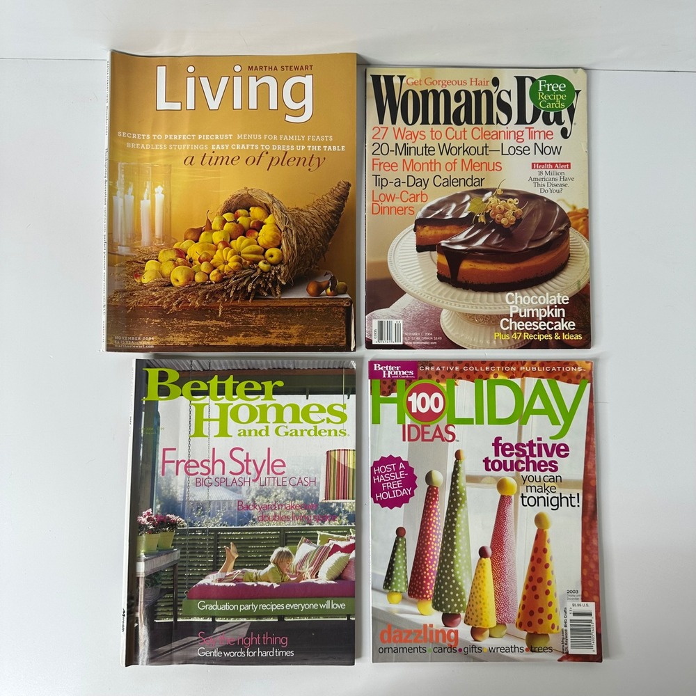 4 Mixed Lot Lifestyle Magazines Martha Stewart BHG Womans Day 2003-2004 Crafting